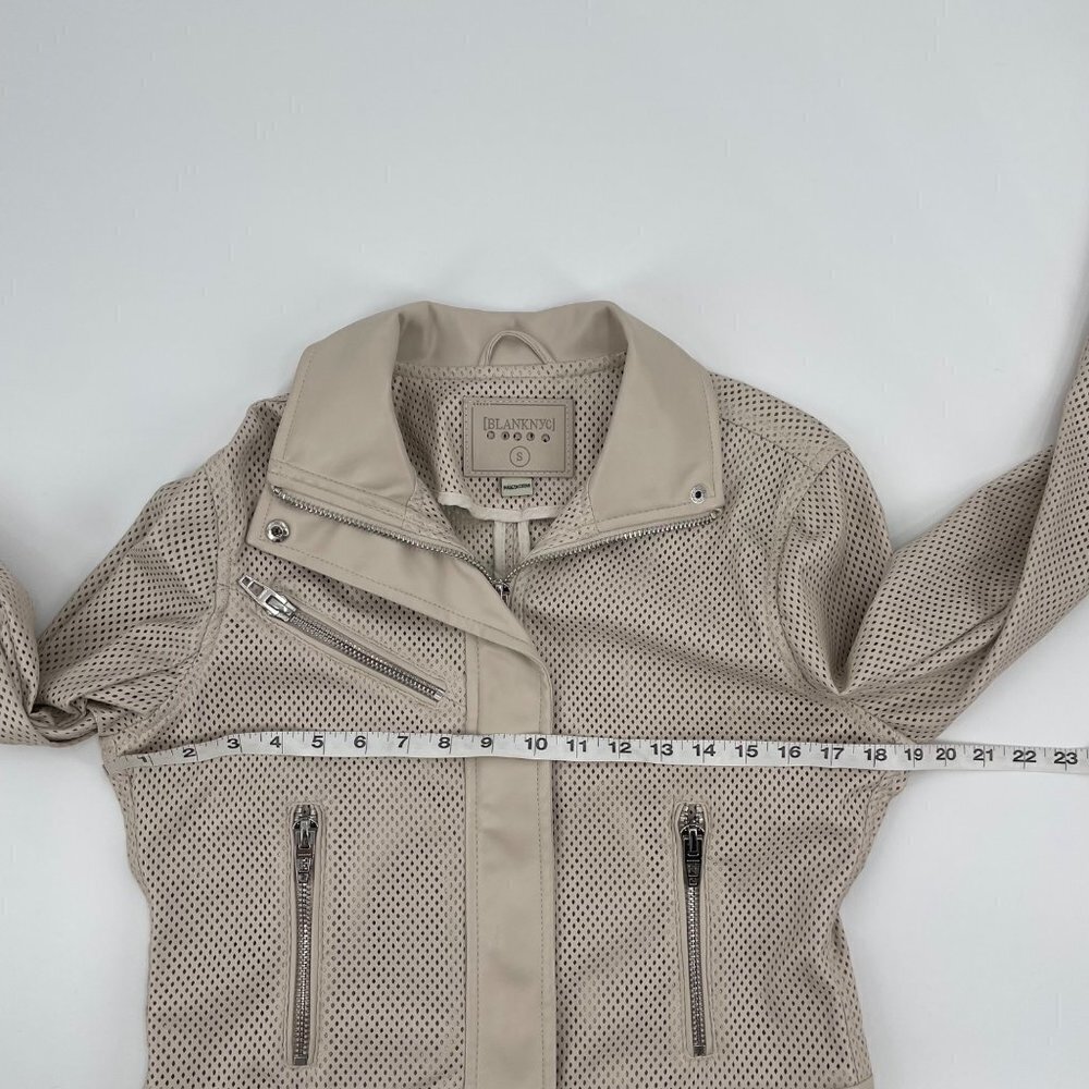Blank NYC Imelda Cream Perforated Vegan Leather Moto Zip Jacket Womens Small - Picture 9 of 10